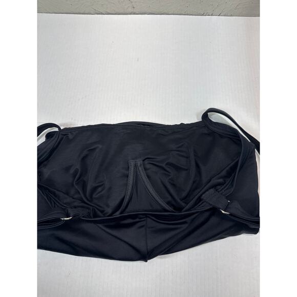 Vintage Lands End Solid Black Womens Swimsuit One Piece‎ Ruched Plus Size 16W - Picture 4 of 6